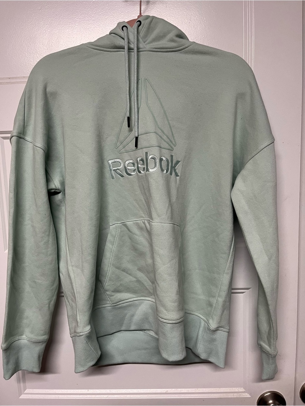 Reebok Mint Green Crewneck Hoodie with Embroidered Logo
